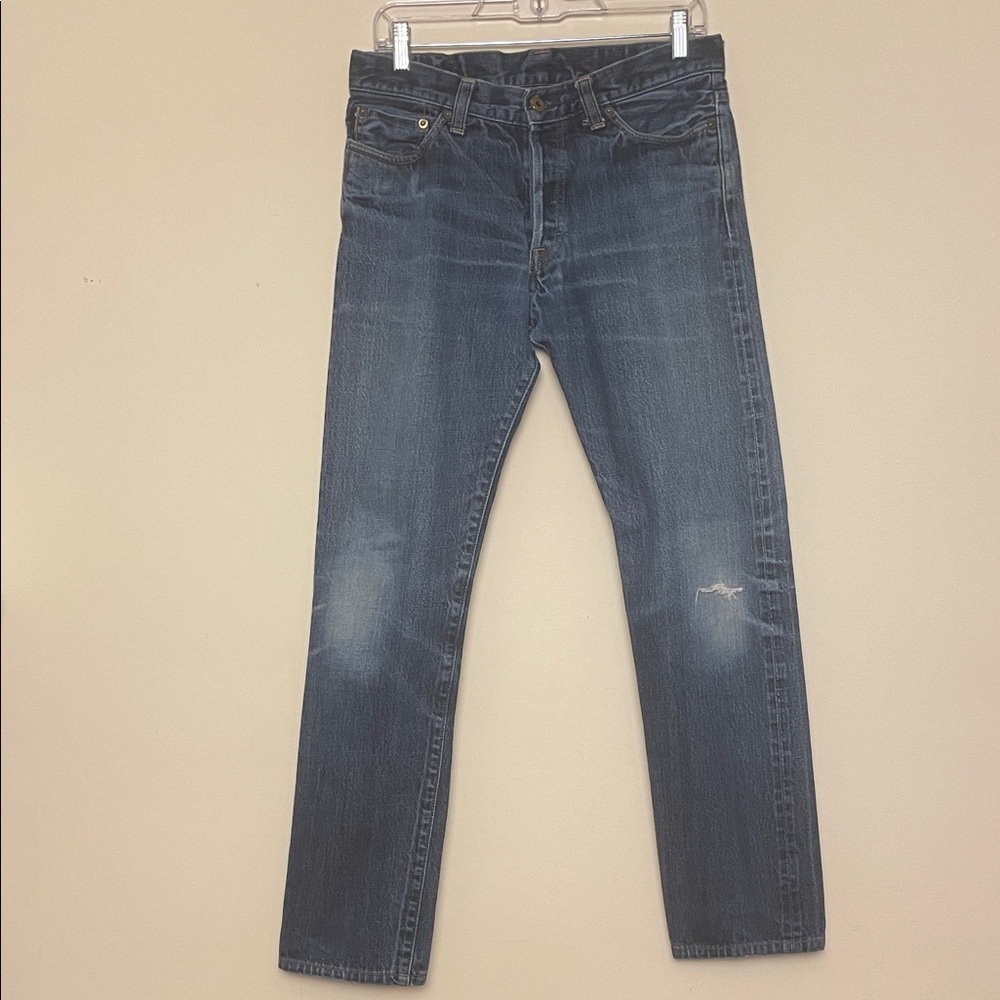JBJ Japan Blue Jeans Men’s Salvage Straight Leg distressed 32x31 button fly